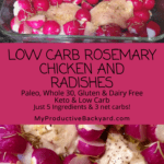 Low Carb Rosemary Chicken and Radishes Pinterest pin