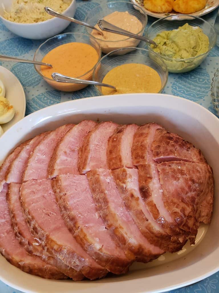 Easy Keto Ham with Fancy Dipping Sauces